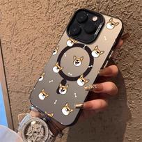 Cute Cartoon Corgi Phone Case For IPhone 17 16 15 14 13 12 11 Pro Max Air Magnetic Matte Laser Metallic Phone Funda iPhone 16 Plus
