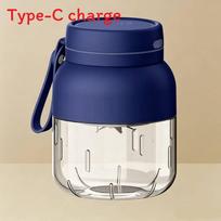 Type-c Juice Blender Portable Rechargeable Fruit Juicer With Fast Extraction For Home Use Blue 600ML