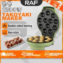 RAF 12 Hole Electric Takoyaki Maker Machine 1200W Household Takoyaki Pan Non Stick Octopus Balls Grill Pan žalia