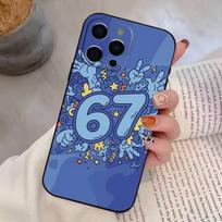 67 Šeši-S-Septyni Telefono dėklas iPhone 17, 16,15,14,13,12,11 Plus,Pro Max, Kitiems Minkštas juodas dangtelis iPhone13PROMAX