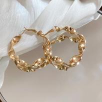 Silver needle exaggerated metal spiral round hoop earrings studs - high-end women's earrings
