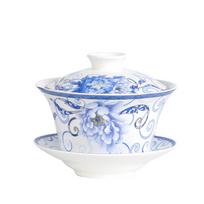 350ml Large capacity ceramics Gaiwan Porcelain Art Bird Tea Tureen Flower Tea Bowl with Saucer Lid Kit Master Teaset Drinkware