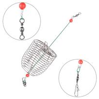 1PC Durable Aquarium Small Bait Feeder Crystal Shrimp Dry Food Feeding Fishing Lure Cage Stainless Steel Aquarium Bait Feeder (as the picture,S)