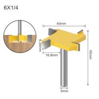 40mm Router Bit CNC Spoilboard Carbide Tipped Milling Cutter 6mm Shank 4 Wings Wood Cutters Straight Edge Slotting Woodworking C