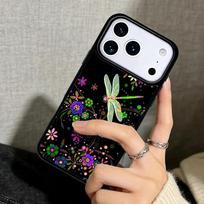 Capa Case for iPhone 17 Air 16 Pro Max 15 Plus 11 13 Mini 14 12 Back Phone Cover Dragonfly Pattern iPhone 16