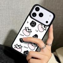 Capa Case for iPhone 17 Air 16 Pro Max 15 Plus 11 13 Mini 14 12 Back Phone Cover Milk Cow Skin Print Luxury iPhone 16 Pro Max