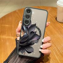 Lily Rose Flower Magnetic Phone Case For Samsung Galaxy S26 S25 Ultra S24 S23 FE S22 Ultra For Magsafe Hard Matte Back Cover Galaxy S24