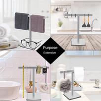 ABBY-Hand Towel Holder Stand For Bathroom Vanity Stainless Steel Standing Towel Rack Stand Towel Bar For Bathroom -Black Durable juoda