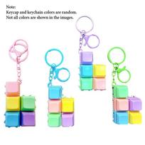 Detachable Macaron Color Keycap Fidget Keychain Clickable Mechanical Keyboard Toy DIY Splicing Stress Relief Pendant for Bags