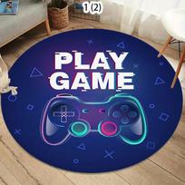 Gamepad 2D Gamer Throw Round Area Rug Carpet Non Slip Game Control Buttons Soft Machine Washable for Game Esports Bed Room 80cm x 80cm