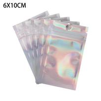 20pcs Zip lock Plastic Bag Aluminum Foil Hologram Food Pouch Smell Water Proof Zipper Reclosable Pouches Stand Up Storage Bag