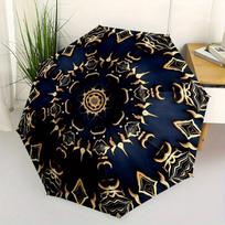1pc Golden Mandala Pattern Automatic Open, Sturdy Iron Frame, Compact Folding Design, All-Season Portable Umbrella for Family