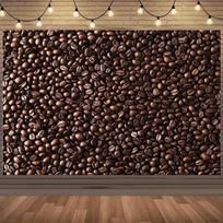 2D Roasted Coffee Beans Backdrop, Coffee Bar Photo Background for Cafe 47.2x31.5inch/120*80cm