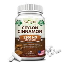 Gryno Ceilono cinamono 1200 mg maisto papildas, 120 daržovių kapsulių buteliuke 120 Capsules