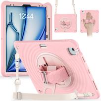 Besisukantis rankenos dėklas IPad Air Pro 13 11 2026 M4 2025 M5 M3 2024 M2 Air 4 5 Pro 11 12.9 2018-2022 tvirtas stovas iPad Air 13 2026 M4 gray