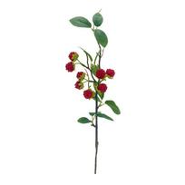 Red Berry Raspberry Artificial Plant Green Leaves Accessories Faux Fruit Floral Arrangement DIY Artificial Raspberry Branches