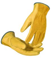 1pair Flex Grip Leather Work Gloves Stretchable Wrist Tough Cowhide Working Glove M