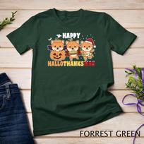 Shiba Inu Christmas Halloween Happy Hallothanksmas Tee Unisex T-Shirt Mens Womens Tees Top L