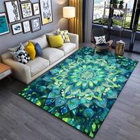 Mandala Pattern Green and Blue Decorative Carpet for Living Room Suitable for use as an anti-slip for living room bedroom sofas 40x60cm( 15x23in )