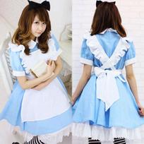 Moteriška Mėlyna Rožinė Alice Lolita Suknelė Prancūziška Tarnaitė Kostiumai Anime Kostiumai Cosplay Vakarėlis M