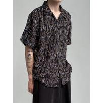 Men's Vintage Cuban Collar Floral Short-Sleeve Shirt XL juoda
