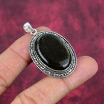 Silversheen Obsidianas 925 Kieto Sterlinginio Sidabro Pakabukas, Rankų Darbo Brangakmenio Pakabukas Juvelyrika, Dovanos Žmonai Visiškai Naujas Pakabukas 1.89 Inches žalia