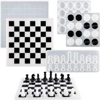 3 vnt./rinkinys Silikoninis 3D šachmatų / šachmatų formų rinkinys, nešiojamas viso dydžio stalo žaidimo formos, pasidaryk pats Chess set
