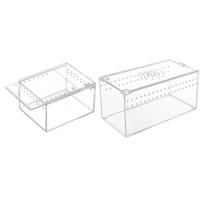Reptile Terrarium Container Ventilation Lightweight Breathable Enclosure Acrylic Reptiles Cage for Terrapin Snake Amphibians 10.5cmx8.5cmx6cm