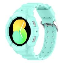 Case+Band for Samsung Galaxy Watch 4/5 44mm 40mm silicone No Gaps bracelet correa Protective cover 20mm Galaxy watch 5 pro strap Watch 5 Pro 45mm žalsvai mėlyna