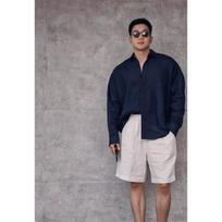 Men's Loose-Fit Long Sleeve Button-Down Shirt Casual Pocket Linen-Blend Top M juoda