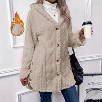 Women's Long Sleeve Casual Button Hooded Jacket L abrikosas