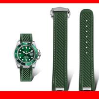 20 mm guminis silikoninis laikrodžio dirželis, tinkantis Omega Seamaster 300 AT150, Rolex juodam žaliai vandens dvasiai, sulankstoma sagtelė 20mm