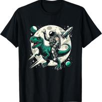 Kid Astronaut Ride On Dino Trex Rock Space Rocker Moon Space T-Shirt S juoda