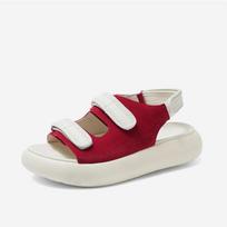 European station sports sandals women's 2025 new retro Velcro platform open-toed vacation beach roman sandals 35 raudona