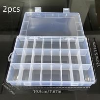 2Pcs/Transparent Plastic Storage Box with Multiple Compartments, Tool Box, Small Accessories and Parts Organizing Box