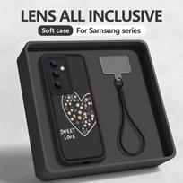 S25 Edge Case Cartoon Flowers Love Heart Lanyard Case For Samsung S24 Ultra S23 S22 S21 FE A17 A54 A15 A35 A55 A16 A36 A56 5G Galaxy A36 5G