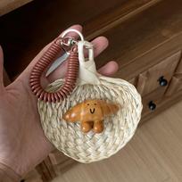 Keyring Palm-leaf Fan Pendant Bagel Simulated Food Key Chain Croissant Bag Accessory  Unisex Style 2