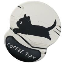 Cute Cartoon Cat Mouse Pad, Black Gel Non-Slip Wrist Rest Pad with Wrist Rest Support Typing and Pain Relief for Home Office XS