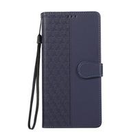 Wallet Case on for Xiaomi Poco X6 Pro Case Grid Pattern Leather Cover for Xiaomi Poco X6 X5 Pro Mi PocoM6 M 6 M6 Pro 5G M5S Capa for Poco M6 Pro 4G mėlyna