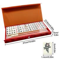144pcs Portable Mahjong Set Complete Tiles with 2 Dices & 4 Racks Travel & Home Game for  Family Gathering Party Night Entertain