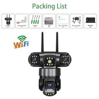 CCTV Camera V380 Pro 3 Lens 3 Screens Outdoor Waterproof IP Security Camera Connect Cellphone With Audio And Speaker no need internet Night Vision NO SD Card