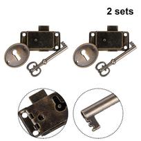 Antique Door Lock Drawer Jewelry Wood Box Lock Cabinet Wardrobe Cupboard Door Lock With Key Decorative Furniture Hardware