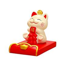 Resin Crafts Lucky Cat Phone Holder Chinese Style Cute Cell Phone Bracket  Home Decoration StyleC