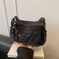 Large Capacity Messenger Bag Multi-pockets Satchel Bags Adjustable Strap Ladies Crossbody Bag Vintage Denim Women's Shoulder Bag 25x8.5x18cm juoda