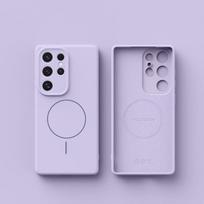 Magnetic Liquid Silicone Case For Samsung S26 S25 Ultra S24 S23 S22 Plus Capa Built-in Magnet Shockproof Soft Cover Funda Galaxy S24 Ultra šviesiai violetinė spalva
