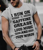 Funny Mechanic I Run On Caffeine Cuss Words GifT Shirt Mens Womens Tees Top Humor Mechanic T-Shirt Mens Womens Tees Top M