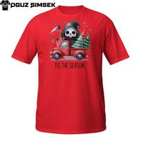 Funny Grim Reaper Christmas T-Shirt Mens Womens Tees Top | Tis The Season Red Truck Holiday Tee 4XL
