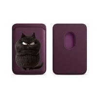 Leather Wallet Strong Card Holder Case For Magsafe For iPhone 17 16 15 13 14 Pro Plus Cartoon Fierce Black Cat Phone Accessories
