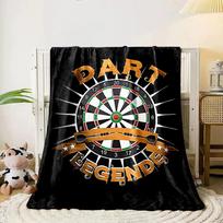 Dartboard with golden text  DART LEGENDS  and crossed darts design. for all seasons blanket lunch break throw gift 80cm x 120cm