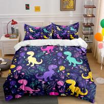 Multiple Sizes Colorful Dinosaur Print Bedding Set 1 Duvet Cover 2 Pillowcases For Adult And Children Luxury Gift Full Size EU Twin 135X200cm&set
